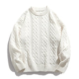 WIAOFELLAS  -  Winter Striped Sweater Men Harajuku Knitted Solid Jumpers Oversized Streetwear Hip Hop Men Casual Warm Black Pullover Sweaters