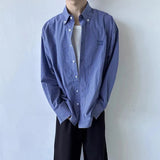 Wiaofellas  -  Autumn Casual Mens Plaid Print Shirts Long Sleeve Turn-down Collar Button-up Shirt For Men Vintage Embroidery Loose Shirts