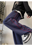 WIAOFELLAS  -  Korean Street Wide Leg Pants Men Trendy Side Clash Colour Sweatpants Loose Comfortable Jogging Trousers Male Casual Pants