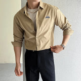 WIAOFELLAS  -  100% Cotton Quality Long Sleeve Men's Casual Shirt Fashion Autumn Embroidery Logo Slim Korean Men Shirts Coat Outdoor Plus Size