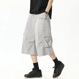 WIAOFELLAS  -  American Style Men's Trousers Solid Color Side Pockets Solid Color Casual Menswear Straight Wide Leg Male Shorts