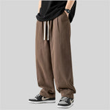 WIAOFELLAS  -  Men Beige Casual Pants Harajuku Baggy Cotton Trousers Straight Pant Men Oversized Pocket Design 2025 New Autumn Pants