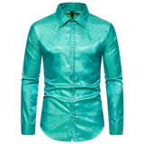 Wiaofellas  -  New Men's Dress Shirts Jacquard Long Sleeve Tops Men Male Business Casual Man Prom Shiny Wedding Shirt LS29