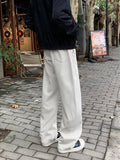 WIAOFELLAS  -  Autumn Casual Trousers Men's Loose Fit Sweatpants Wide Leg Straight Pants Black Solid Colour Seasonal Pants for Men D432