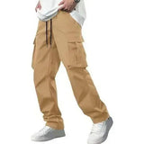WIAOFELLAS  -  Casual Cargo Pants with Dstring And kets Workwear Sle Loose Fit High Waist Men's  Color Utili Trousers