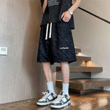 WIAOFELLAS  -  Fashion New Men's Letter Print Tie Dye Drawstring Design Shorts Trendy Summer High-waisted Loose Short Pants Male