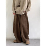 WIAOFELLAS  -  Japanese retro Maillard corduroy casual pants for men and women in spring and autumn lazy loose and versatile casual wide legs