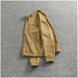 WIAOFELLAS  -  Classic vintage button-down biker jacket top men's youth cotton khaki do old wash cargo coat trend