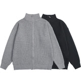 Wiaofellas  -  Winter New Men's Loose Standing Neck Sweater Knitwear Korean Edition Large Size Fashion Casual Zipper Cardigan for Men