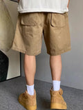 WIAOFELLAS  -  American Retro fiti Design Workwear orts Men's Casual Haome Summer Military een Loose Wide Leg Five-Quarter Pants
