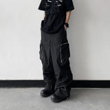 Wiaofellas  -  Black Baggy Cargo Pants Fashion Harajuku Straight Trousers Men's Y2K Vintage Baggy Casual Pocket Streetwear Hip Hop Korean Style