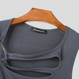 WIAOFELLAS  -  Summer Men Tank Tops Hollow Out Solid Color Sleeveless Male Vests Sexy 2025 Knitted Fashion Crop Tops Men Streetwear