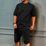 WIAOFELLAS  -  Fashion Summer Men Two Piece Sets O-Neck T-Shirts + Cargo Shorts Suits For Men Harajuku Casual Loose Outfits Streetwear