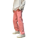 Wiaofellas  - Men's Jeans Pants Classic Style Pink Straight Denim Trousers S-3XL