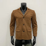 Wiaofellas  -  Men Vintage Faux Suede Blazer Jacket Single‑Breasted Coat Autumn Winter American Retro Casual Business Slim Fit Outerwear