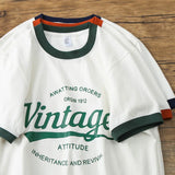 WIAOFELLAS  -  Men Vintage Letters Printed Fashion Casual Boyfriend Pure Cotton Short Sleeve T-shirt Man Summer Harajuku T Shirt Couple Tshirt