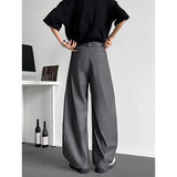 WIAOFELLAS  -  Grey Suit Pants Men Oversized Society Mens Black Dress Pants Korean Casual Wide Leg Pants Mens Office Formal Trousers M-3XL