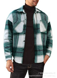 WIAOFELLAS  -  Men's Flannel Shirts Casual Button Down Plaid Shirt Jacket Long Sleeve Fleece Shacket with Pockets