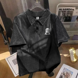 WIAOFELLAS  -  Summer New Men's Y2k Graphic Cotton Short-Sleeved T-Shirt American Retro Fashion Trend Street Hip-Hop Loose Simple Men's Tops