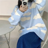 Wiaofellas  -  Japanese Vintage Bear Sweater Women Loose Wear Slouchy Top Quality Couples Oversized Knitting Sweater Y2k Pullover