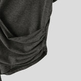 Wiaofellas  -  Men's Irregular T Shirt Solid Color Short Sleeve Button Male Tee Tops Summer Streetwear Knitted Fashion Men Clothes