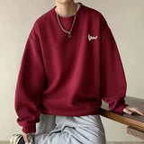 WIAOFELLAS  -  No Hat Hoodies Men Baggy Plus Velvet Thicken Sweatshirts Handsome Warm Print Design Korean Fashion All-match High Street Daily