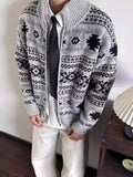 Wiaofellas  -  Casual Zipper Stand Collar Mens Sweatercoats Autumn Winter Vintage Knitted Cardigans For Men Fashion Geometric Sweater Jackets