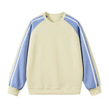 WIAOFELLAS  -  Spring New Style Collides Color Round Neck Sweater Fashion Trend Contracted Design Loose Version Fabric Comfortable Skinfriendly