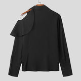 WIAOFELLAS  -  Fashion Sexy Off Shoulder Design Shirt For Men Spring Summer Deconstructing Lotus Leaf Long Sleeve Tops Banquet Costumes Shirts