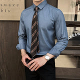 WIAOFELLAS  -  New British Style Versatile Solid Color Men's Shirt Long Sleeve Slim Fit Casual Business Dress Shirts Social Streetwear