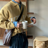 WIAOFELLAS  -  Autumn and winter long-sleeved sweater pullover jacket men's loose letters Korea Dongdaemun men's fashion