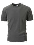 WIAOFELLAS  -  New Casual Mens Short Sleeve T Shirts Flannel Solid Color Elastic Slim Fit T-shirt Men Spring Summer Fashionable Pullovers