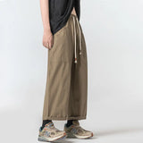WIAOFELLAS  -  Summer Cotton Casual Pants Men Oversized Wide Leg Pants Men Japanese Streetwear Hip-hop Loose Straight Pants Men Trousers M-3XL