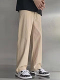 Wiaofellas  -  Men's Cotton Linen Casual Pants Summer New Sle Drapey Straight Leg Loose Trendy Thin Wide Leg Sports Long Trousers
