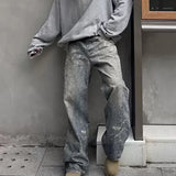 WIAOFELLAS  -  High Street 3D Digital Print Graffiti Straight Baggy Blue Jeans for Men Ropa Hombre Ripped Casual Denim Trousers Oversize Cargos