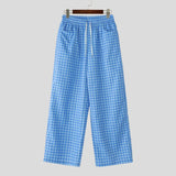 WIAOFELLAS  -  Men Plaid Pants Drawstring Joggers Loose Casual Straight Trousers Men Streetwear 2025 Fashion Male Long Pants S-5XL