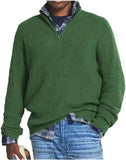 WIAOFELLAS  -  Autumn Winter Men's Half Zipper Knit Pullovers Solid Mock Neck Casual Knitted Sweater Men Long Sleeve Loose knitwear Plus Size