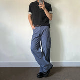 WIAOFELLAS  -  Mens Trousers Cargo Pocket Casual Pants Autumn Streetwear Fashion Retro Blue All-Match Straight Pants Men'S Clothing 2025 New