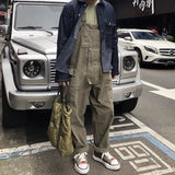 WIAOFELLAS  -  Japanese Retro Loose Work Clothes Overalls Korean Jumpsuit High-end Men's Hip-hop Wide-leg Vintage Suspender Pants