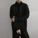 Wiaofellas  -  fall outfits men Men's Clothing Korean Popular Knitted Long Sleeve Patchwork Pullover Sweaters Light Luxury Leisure Retro Button-down Knitwear