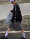 WIAOFELLAS  -  Spring Summer Loose Casual Soft Grey Pleated Shorts for Men with High Waist Short Straight Pants Korean Clothes