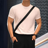 WIAOFELLAS  -  Men's Clothing Solid Color Shoulder-Corrected Fashionable Short Sleeve T-Shirt Slim Fit Summer Top Trend Comfortable Breathable
