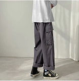 Wiaofellas  -  Men's Workwear Pants Straight Leg Loose Fit Faionable Japanese Sle Wide Leg Pants Hong Kong Sle Versatile Trendy Nine