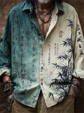 Wiaofellas  -  New Chinese style Tai Chi calligraphy gradient 3D printed men's long sleeved shirt made of vintage casual shirt