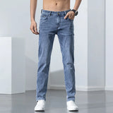 Wiaofellas  -  New Brand Men's Stretch Skinny Jeans Spring Summer Cotton Fashion Business Casual Denim Slim Fit Length Pants Male Trousers