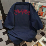 WIAOFELLAS  -  American Pure Cotton Personalized Short-sleeved T-shirt Men Spring Summer New Trendy Brand Y2K Handsome Three-quarter Sleeve Top