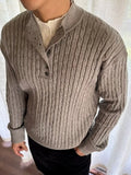Wiaofellas  -  Vintage Double-layer Stand Collar Jumpers Mens Knitting Twist Textured Sweaters Spring Men Casual Long Sleeve Knitted Sweater