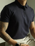 WIAOFELLAS  -  Fashionable Mens Slim Fit Polo Shirts Short Sleeve Button Turn-down Collar Polo Shirt Spring Summer Casual Men Solid Color Polos