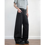 Wiaofellas  -  White Solid Color Elastic Suit Pants for Men Spring Autumn Summer Wide-leg Pants High-end Cool Casual Pants Formal Trousers Man