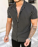 Wiaofellas  -  Striped Multi-Color Short Sleeved Polo Shirt, Monotonous And Breathable Polo Shirt, Men's Clothing